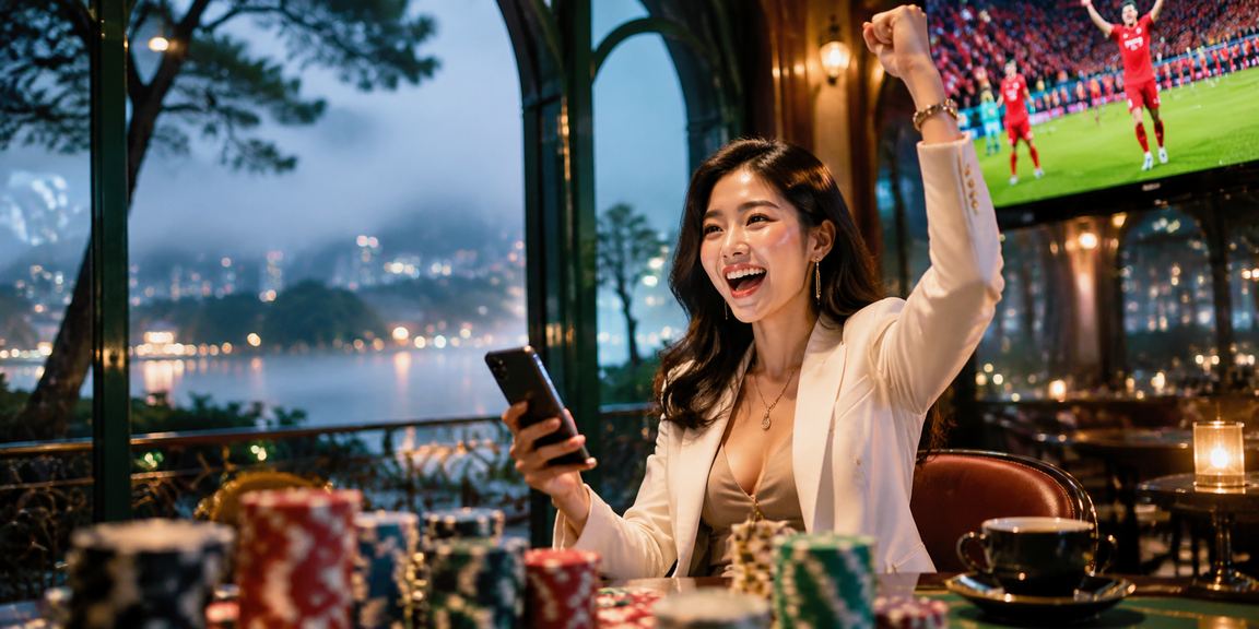 Người chơi đặt cược và thử jackpot slot tại quán cà phê Đà Lạt buổi tối